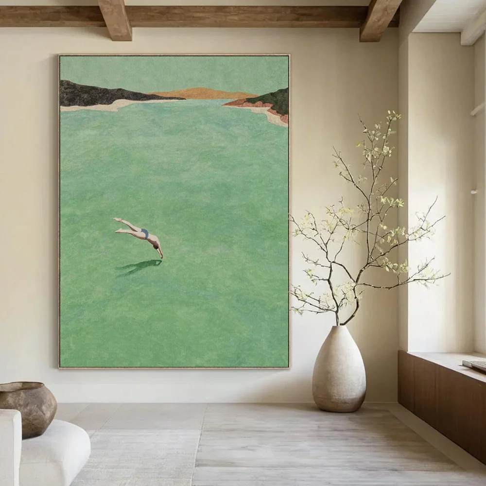 Sellers Hand-painted Minimal Into Figure Wall Artwork O772Q